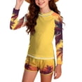 thumbnail image 1 of HAOTAGS Girls Long Sleeve Swim Set,Sun Protection Elastic Waist Conservative Rash Guard Swimwear Yellow 13, 1 of 9