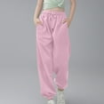 thumbnail image 1 of HAOTAGS Girls Loose Fit Sweatpants Elastic Waist with Drawstring Casual Outdoor Sport Joggers Pink Size 11 Years, 1 of 6