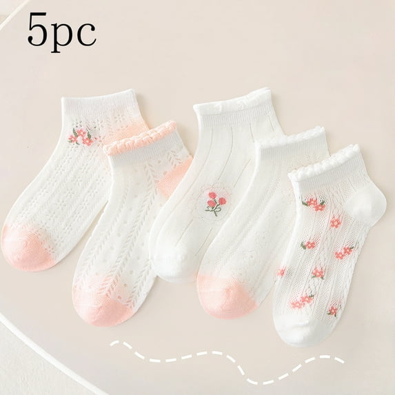 HAOTAGS Girls' Mid Long Socks, Breathable Printed Cotton Casual Socks (3-14 Y) White 9 Years