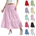 thumbnail image 1 of HAOTAGS Girls Pleated Skirt （3–15） with Bow Detail Elastic Waist Casual Sporty Midi Skirt White Size 7, 1 of 10