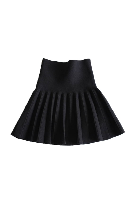 Girls Pleated Skirt, School Uniform Winter Classic Solid Midi Skirt Black 14-15Years