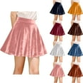 thumbnail image 1 of HAOTAGS Girls Pleated Velvet Skirt(4-15), Elastic Waist School Short Skirt Pink 7-8 Years, 1 of 10