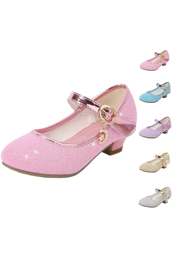 Girls Princess Shoes Size 1,Pearl Bow Glitter Soft Soled Casual Party Shoes Pink
