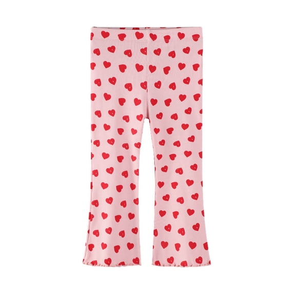 HAOTAGS Girls Printed Leggings/Flared Pants(2-8), Kids High Waist Lounge Pants Girls Active Dance Running Workout Yoga Pants Pink 2 Years