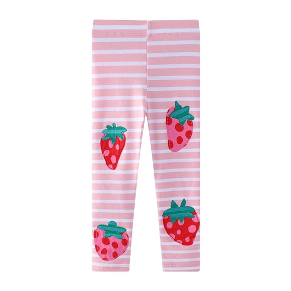HAOTAGS Girls Printed Leggings/Flared Pants(2-8), Kids High Waist Lounge Pants Girls Active Dance Running Workout Yoga Pants Pink 5 Years