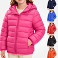 thumbnail image 1 of HAOTAGS Girls Puffer Coat (5-13) Long Sleeve Hooded Zipper Nylon Winter Warm Jacket Hot Pink Size 7, 1 of 9