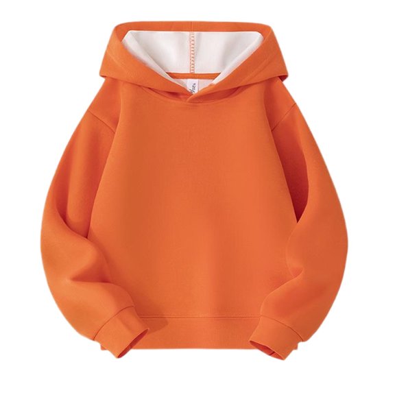 HAOTAGS Girls PulloverHoodie, Classic Long - Sleeve Comfort School Uniform Hoodie Orange 7-8 Years