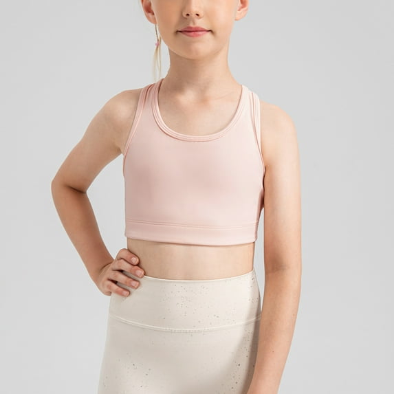HAOTAGS Girls Quick Dry Sport Tank Tops, Lightweight Sleeveless Casual Solid Color Summer Camisole for Girls Pink 10 T