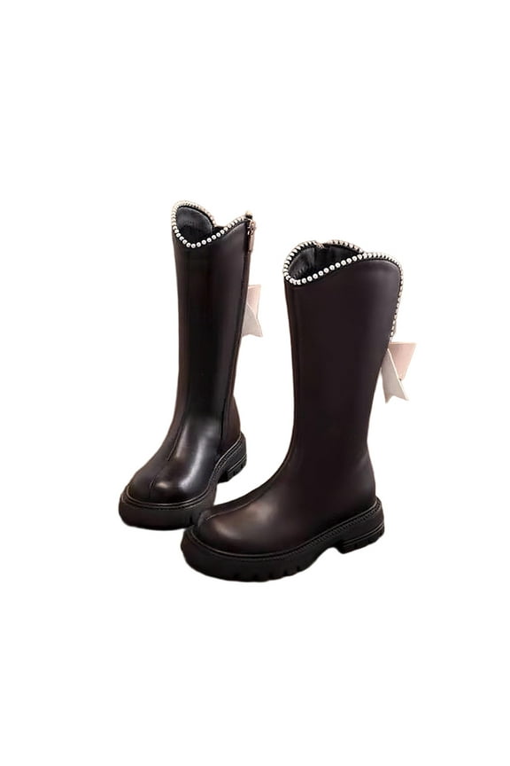 Girls Riding Boots, Tall Zipper High Knight Equestrian Style Boots Girls Black 12.5 Little Kids