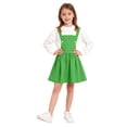 thumbnail image 1 of HAOTAGS Girls School Uniform Dress, Solid Color Back - to - School Elastic Waist Strap Skirt Green 3 Years, 1 of 6