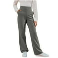thumbnail image 1 of HAOTAGS Girls School Uniform Pants, Solid Student Elastic Waist Flared Pants Gray 5-6 Years, 1 of 4