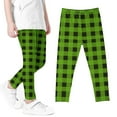 thumbnail image 1 of HAOTAGS Girls School Wearing Leggings Soft Comfortable Tights Plaid Casual Leggings Pants for Summer 2025 Green Size 3-4 Years, 1 of 4
