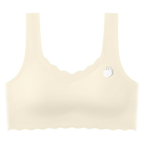 HAOTAGS Girls Seamless Training Bra (12-15) Cami Sport Bra Stretch Performance Seamless Bra Beige Size 14 Years