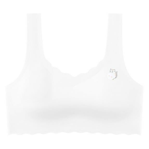 HAOTAGS Girls Seamless Training Bra (12-15) Cami Sport Bra Stretch Performance Seamless Bra White Size 13 Years