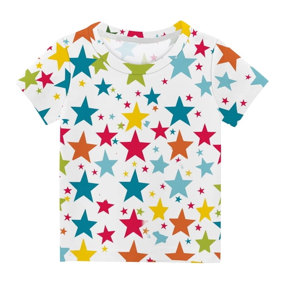 HAOTAGS Girls Short Sleeve Graphic T-shirts, Casual Round Neck Tee Top for Summer Multicolor Size 11 T