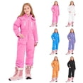 thumbnail image 1 of HAOTAGS Girls Skiing Suits, Windproof Outerwear Warm Hooded Snowsuit Pink 9 Years, 1 of 9