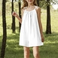 thumbnail image 1 of HAOTAGS Girls Sleeveless Jumpsuits Solid Color Rompers with Strap Casual Summer Outfits White Size 10 Years, 1 of 8