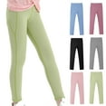 thumbnail image 1 of HAOTAGS Girls Solid Color Leggings Stretch Comfort Pants Casual Yoga Sport Leggings Green Size 8 Years, 1 of 9