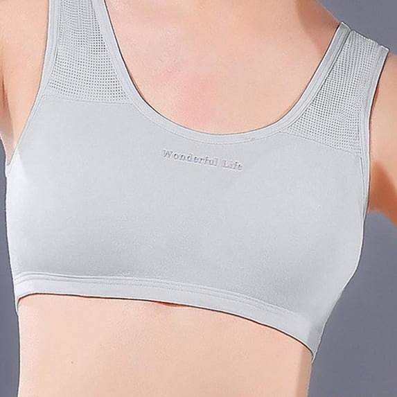 HAOTAGS Girls Solid Color Soft Training Bras (12-15) Comfortable Breathable Student Bra Underwear Gray Size 13 Years