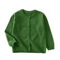thumbnail image 1 of HAOTAGS Girls Solid Knit Cardigan,Round Neck Autumn Winter Fleece Knitted Toddler Long Sleeve Sweater Green 9-10, 1 of 6
