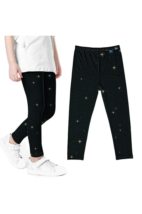 Girls Stylish School Wearing Leggings Soft Comfortable Tights Printed Leggings Pants for Summer 2025 Black Size 3-4 Years