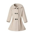 thumbnail image 1 of HAOTAGS Girls Suits Collars Jacket, Solid Long Sleeve Woolen Casual Wintertime Hoodless Coats Beige 5 T, 1 of 7