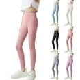 thumbnail image 1 of HAOTAGS Girls Summer Casual Pants, Comfortable High-Waisted Solid Breathable Yoga Tights Pink 7-8 Years, 1 of 6