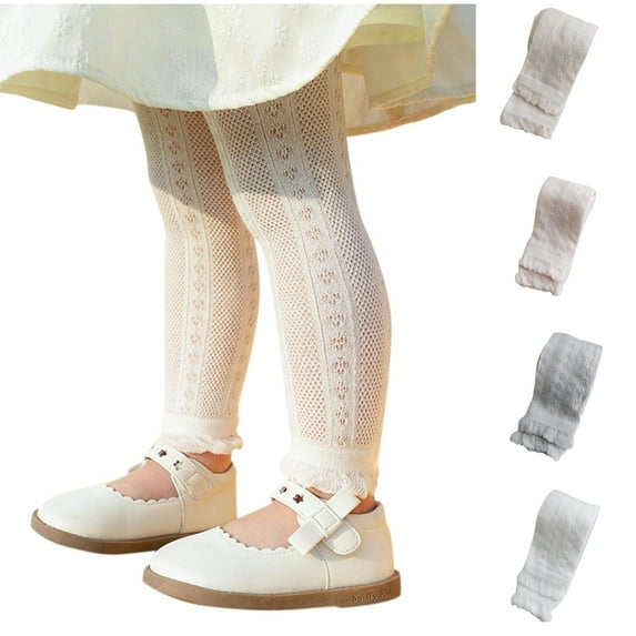 HAOTAGS Girls' Summer Pants, Lightweight Hollow Out Breathable Leggings Cropped Trousers White 5 T