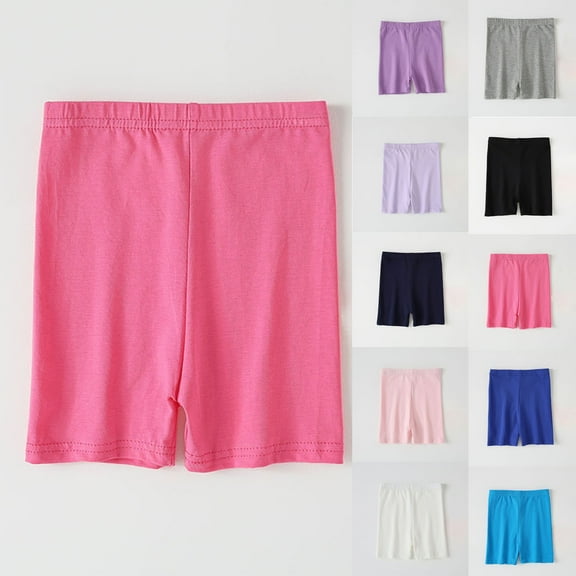 HAOTAGS Girls Summer Shorts（3-14）, Solid Color Casual Breathable Cotton Shorts for Outdoor Hot Pink 3-4Years