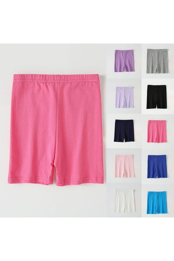 Girls Summer Shorts（3-14）, Solid Color Casual Breathable Cotton Shorts for Outdoor Hot Pink 3-4Years