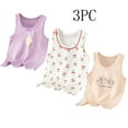 thumbnail image 1 of HAOTAGS Girls Summer Tank Tops 3 Pack, Sleeveless Round Neck Summer Causal Vest Top for Kids White 4 T, 1 of 5