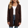 thumbnail image 1 of HAOTAGS Girls Sweater Jacket Loose Fit Winter Warm Thin Long Sleeve Cardigan Brown Size 5T, 1 of 5