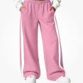 thumbnail image 1 of HAOTAGS Girls Sweatpants (5-15) Wide Leg Elastic Waist Pockets Side Stripe Track Pants Pink Size 7, 1 of 9