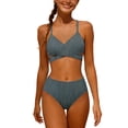 thumbnail image 1 of HAOTAGS Girls Swimsuit 2-Piece, Criss Cross Strap High Waist Bikini Swimwear Summer Beach Holiday Bathing Suits Blue Size 14, 1 of 8