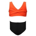 thumbnail image 1 of HAOTAGS Girls Swimsuit 2-Piece, Solid High Waist Quick Dry Bikinis Set Kids Beach Sport Bathing Swimwear OrangeSize 14, 1 of 5