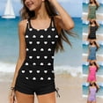 thumbnail image 1 of HAOTAGS Girls Swimsuit,Polka Dot Printed Adjustable Spaghetti Strap Summer Surf Tankini 2 Piece Set Army Green Size 13, 1 of 9