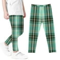 thumbnail image 1 of HAOTAGS Girls Tight Pants, Lattice Printed Casual Fall Bottoming Pants High Waist Stretchy Green 6 T, 1 of 5