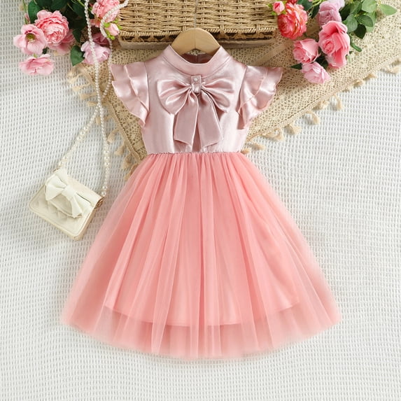 HAOTAGS Girls Tulle Dresses Summer Party Evening Formal Princess Dress Pink Size 9