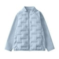 thumbnail image 1 of HAOTAGS Girls Warm Down Coat,Long Sleeve Solid Autumn Lightweight Winter Puffer Jacket Blue 3-4Years, 1 of 4