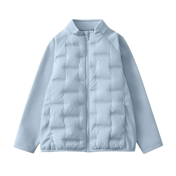 HAOTAGS Girls Warm Down Coat,Long Sleeve Solid Autumn Lightweight Winter Puffer Jacket Blue 3-4Years