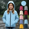 thumbnail image 1 of HAOTAGS Girls Waterproof Windbreaker Hooded Full Zip Outdoor Jacket with Pockets Long Sleeve Lightweight Raincoat Blue Size 9, 1 of 9