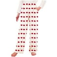 thumbnail image 1 of HAOTAGS Girls Wide Leg Pants, Loose Soft Loungewear Elastic Waist Heart Prints Kids Home Sleeping Pants RedSize 14, 1 of 6