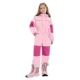 thumbnail image 1 of HAOTAGS Girls Winter Ski Suit Set, Windproof Thickened Hooded Snowsuit Warm Double Board Skiing Equipment Pink 8-9Years, 1 of 9