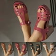 thumbnail image 1 of HAOTAGS Heels Sandals for Women,Block Chunky Platform Ankle Strap Solid Dressy Sandals Hot Pink 6.5, 1 of 8