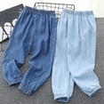 thumbnail image 1 of HAOTAGS High Rise Denim Pans Girls Slouchy Wide Leg Demin Pants Straight with Pockets Boys Streetwear Light Blue 5 Years, 1 of 4
