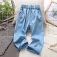 thumbnail image 1 of HAOTAGS High Rise Denim Pans Juniors Plus Wide Leg Cargo Trousers Bootcut Pocket Girl Hop Streetwear Sky Blue 7 Years, 1 of 4