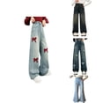 thumbnail image 1 of HAOTAGS High Rise Jeans Childs Casual Wide Leg Trousers Ripped Distressed with Pockets Girl Clothes Blue 5 Years, 1 of 9