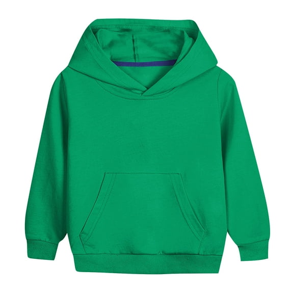 HAOTAGS Hooded Sweatshirts for Kids(2-12) Casual Long Sleeve Sport Hoodie for Toddler Boys Girls Fall Winter Pullover Top Green Size 9-10Years