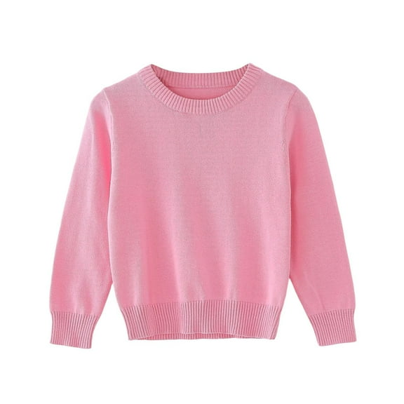 HAOTAGS Infant Long Sleeve Sweater,Warm Crew Neck Pullover Baby Toddler Knit Sweater Pink 18 Months