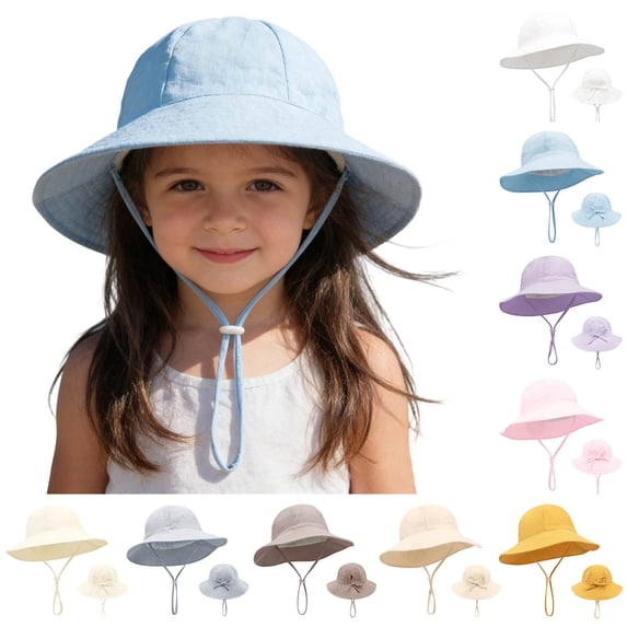 HAOTAGS Infant Toddler Bucket Hats, Solid Color Cotton Sun Cap Bowknot Adjustable Summer UV Protection Fisherman Hat Orange Size 1T